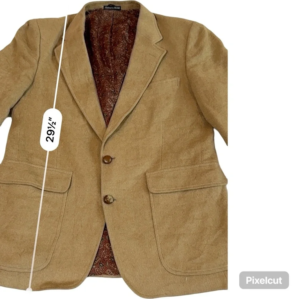 Stafford Executive‎ Mens Camel Hair Blazer Tan Paisley Lining USA Made 40R 42R